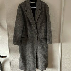 Zara wool blend tweed oversized gray  coat size S